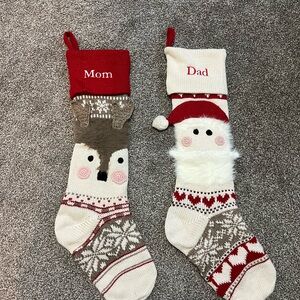 Pottery Barn Kids Holiday Stocking Set with Reindeer and Santa Design